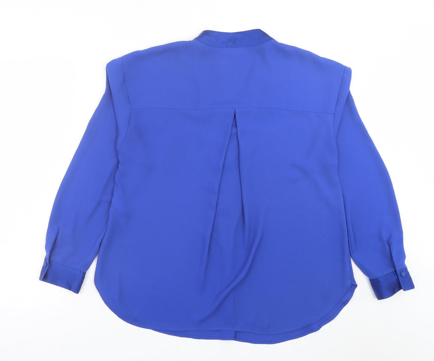 Warehouse Womens Blue  Polyester Basic Blouse Size 14 V-Neck