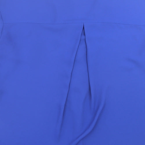 Warehouse Womens Blue  Polyester Basic Blouse Size 14 V-Neck