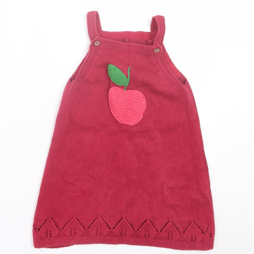 TU Girls Red  Cotton A-Line  Size 12-18 Months  Square Neck Pullover