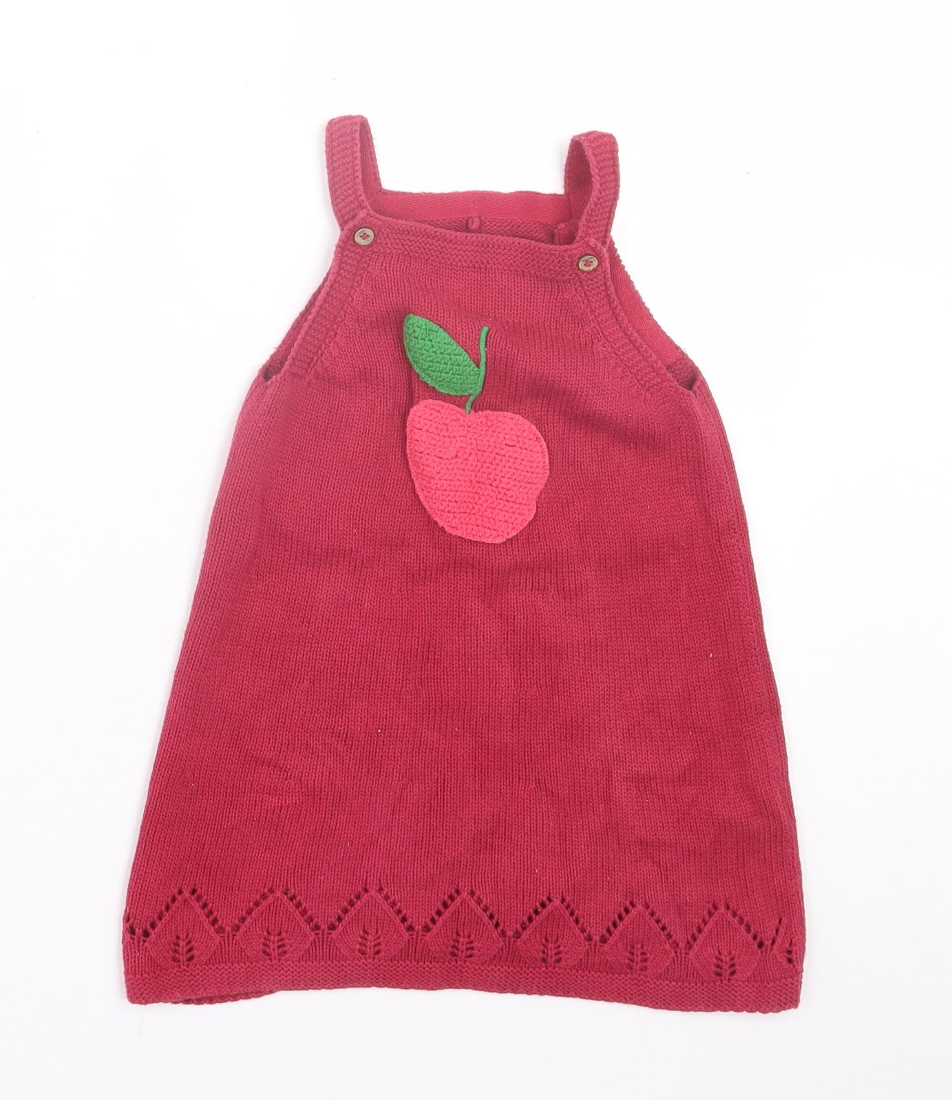 TU Girls Red  Cotton A-Line  Size 12-18 Months  Square Neck Pullover