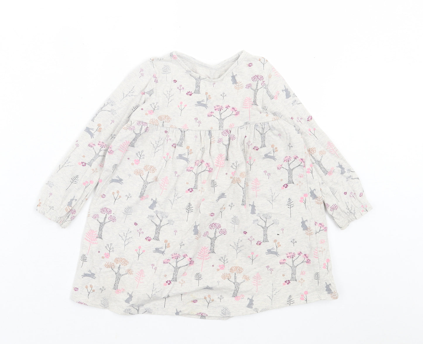 F&F Girls Grey Geometric Cotton A-Line  Size 18-24 Months  Crew Neck Pullover