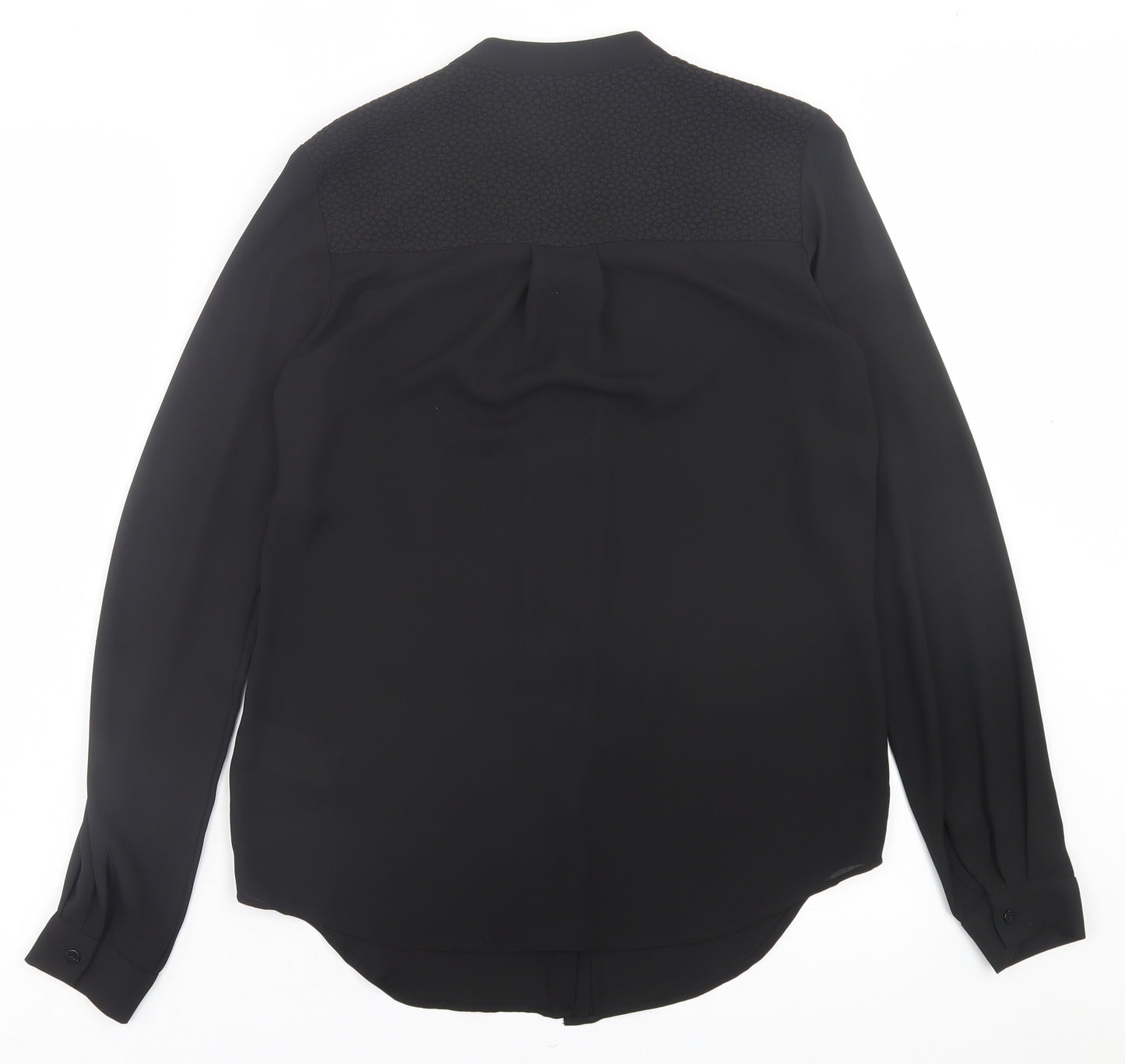 Warehouse Womens Black  Plastic Basic Button-Up Size 8 Crew Neck
