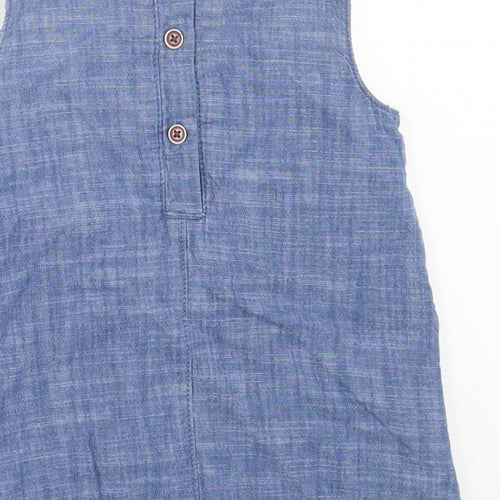 NEXT Girls Blue  Cotton A-Line  Size 9-12 Months  Crew Neck Button