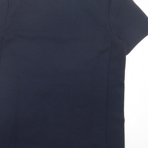 Warehouse Womens Blue Geometric Viscose Basic T-Shirt Size 8 Crew Neck
