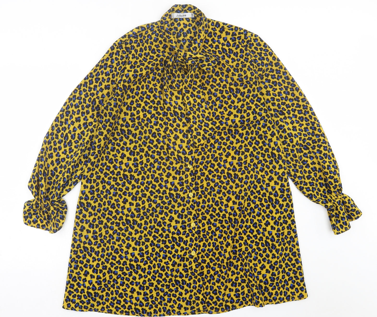 Jubylee  Womens Yellow Animal Print Viscose A-Line  Size S  Halter Tie