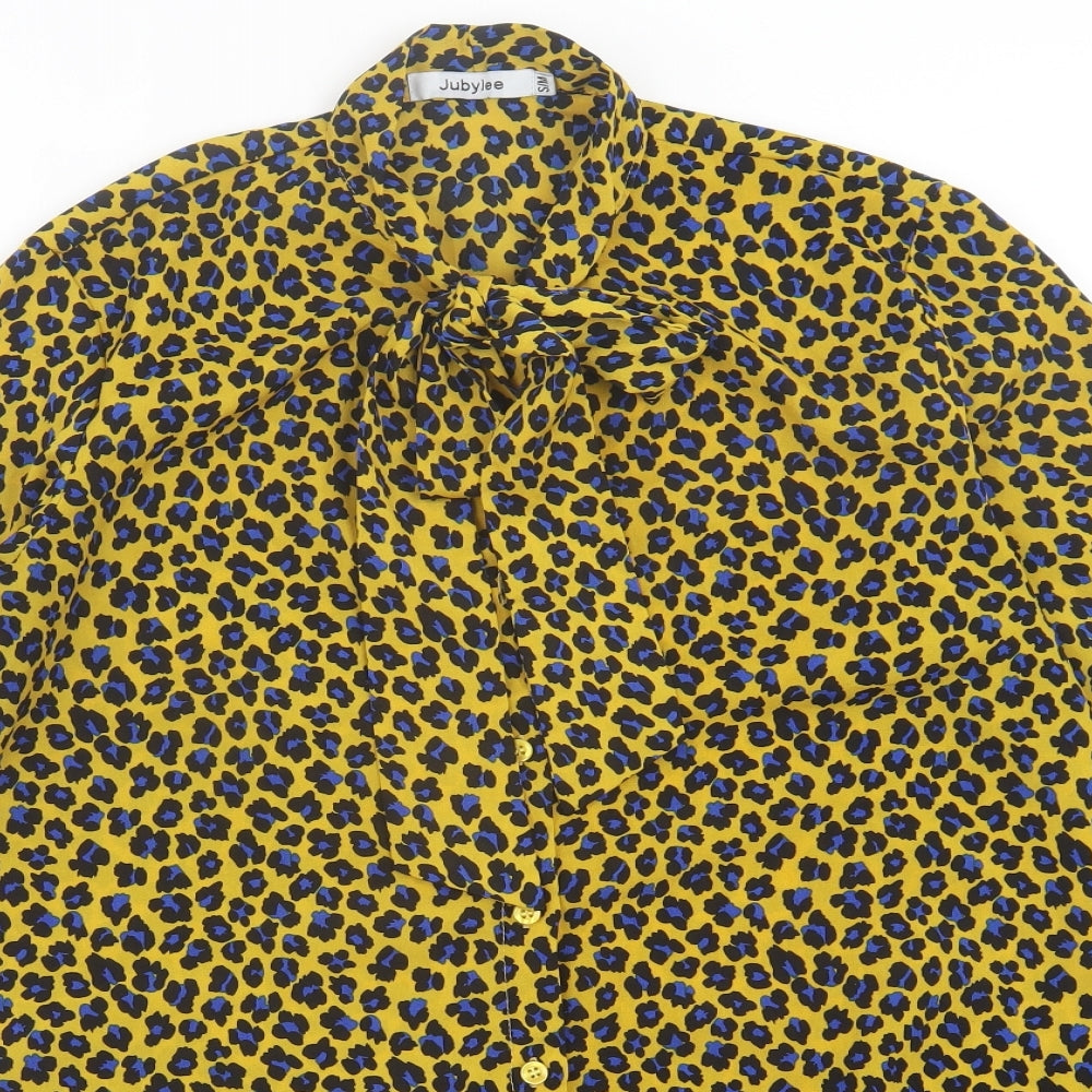 Jubylee  Womens Yellow Animal Print Viscose A-Line  Size S  Halter Tie