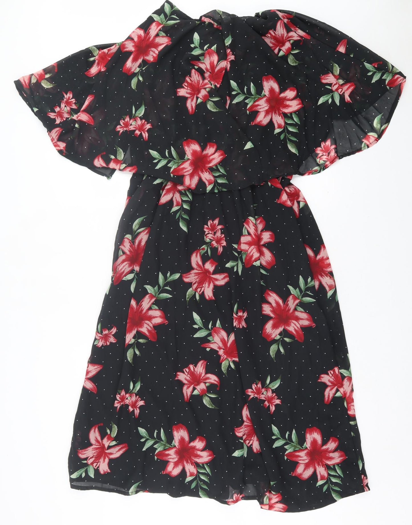 MINE 4 NINE Womens Black Floral Polyester A-Line  Size 2XL  Crew Neck Pullover