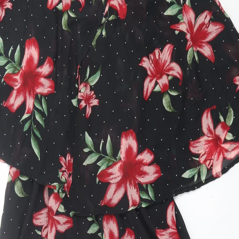 MINE 4 NINE Womens Black Floral Polyester A-Line  Size 2XL  Crew Neck Pullover