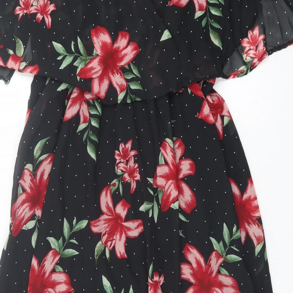 MINE 4 NINE Womens Black Floral Polyester A-Line  Size 2XL  Crew Neck Pullover