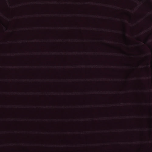 M&S Mens Purple V-Neck Striped Acrylic Pullover Jumper Size XL
