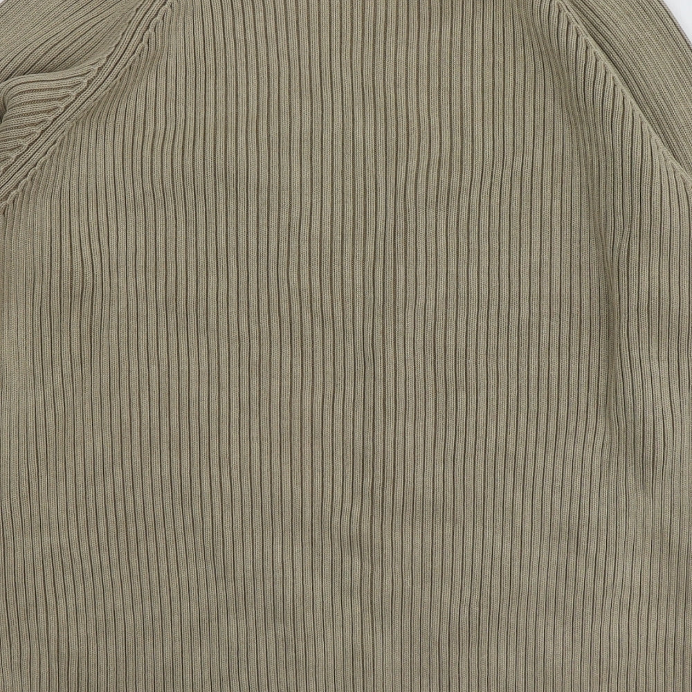 Maine Mens Beige Round Neck  Cotton Pullover Jumper Size L