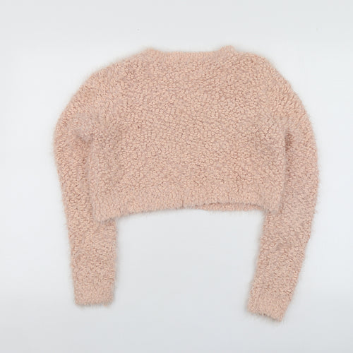 F&F Womens Pink Round Neck  Polyester Pullover Jumper Size 10