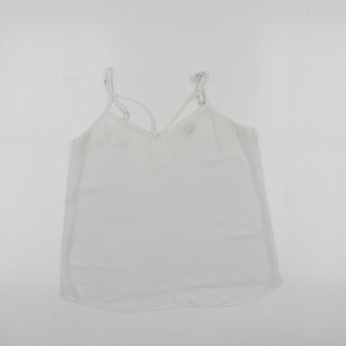 River Island Womens White  Polyester Basic T-Shirt Size 6 V-Neck