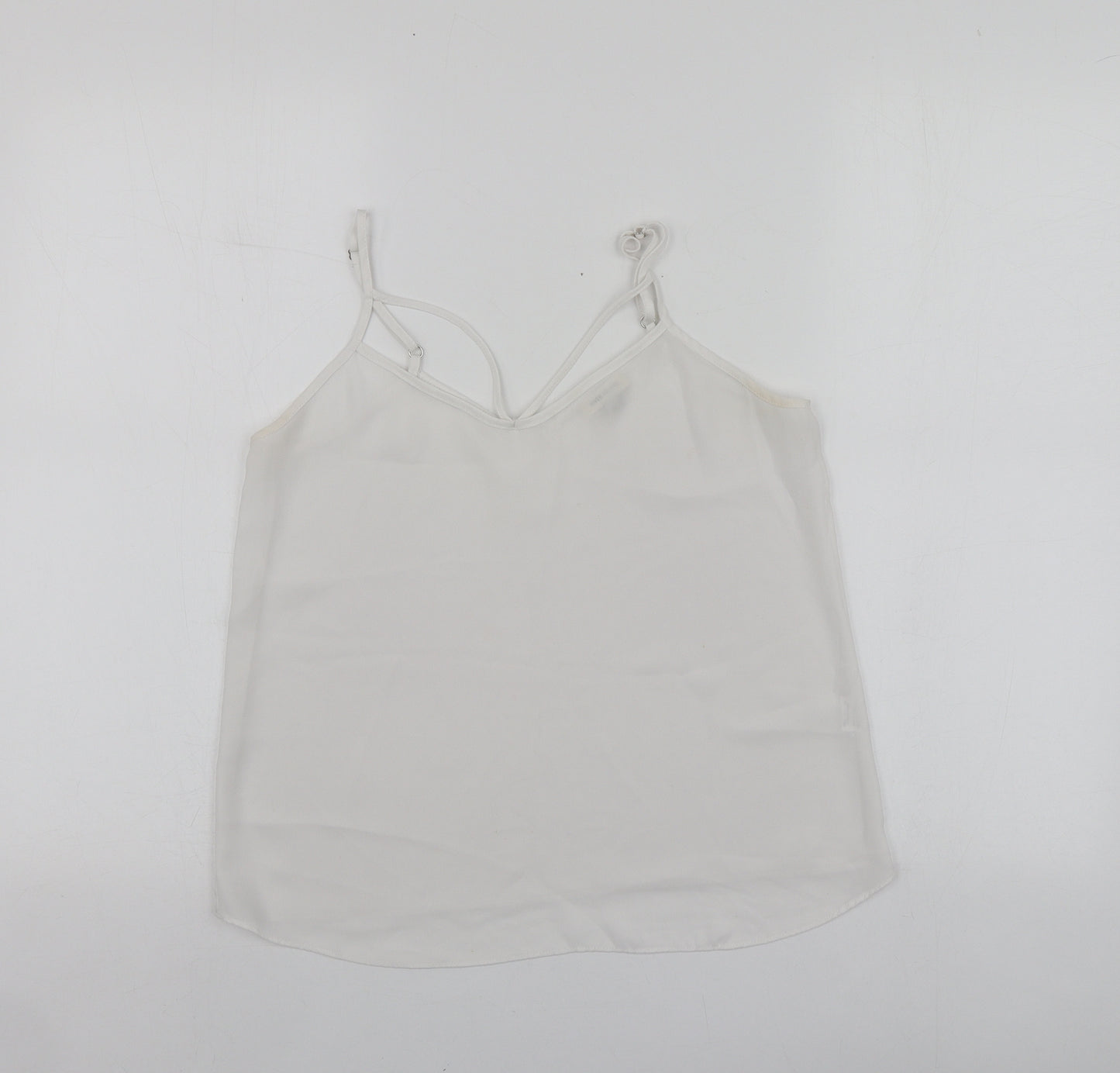River Island Womens White  Polyester Basic T-Shirt Size 6 V-Neck