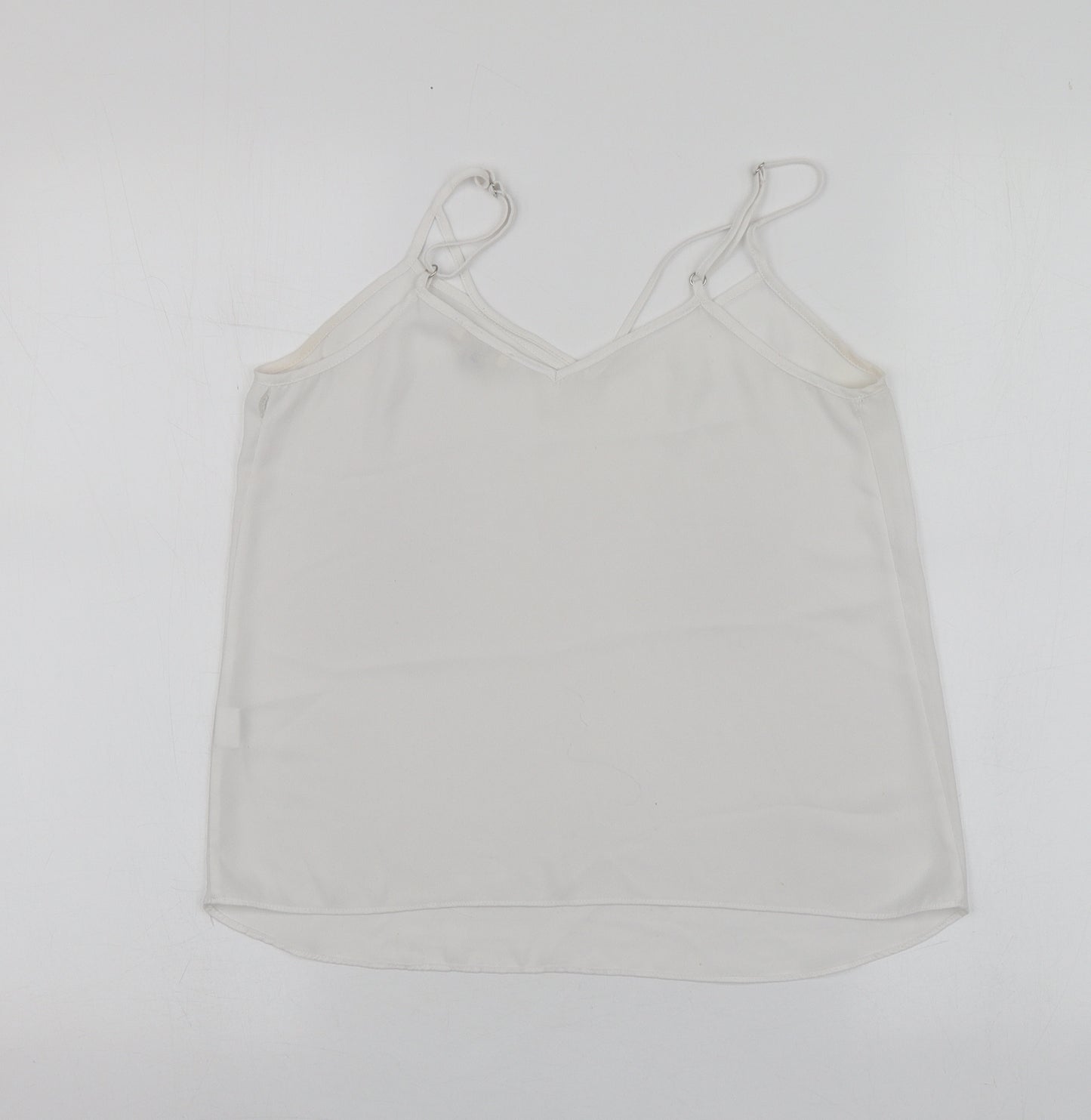 River Island Womens White  Polyester Basic T-Shirt Size 6 V-Neck