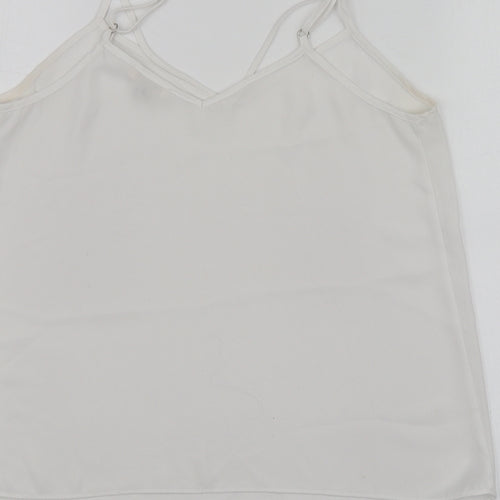 River Island Womens White  Polyester Basic T-Shirt Size 6 V-Neck