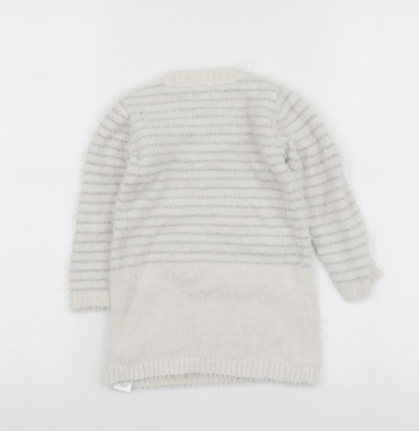 Primark Girls Grey Striped Polyamide Pullover Jumper Size 12-18 Months