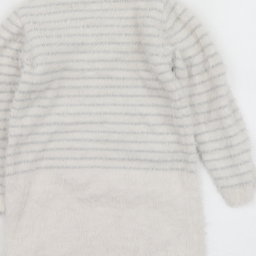Primark Girls Grey Striped Polyamide Pullover Jumper Size 12-18 Months