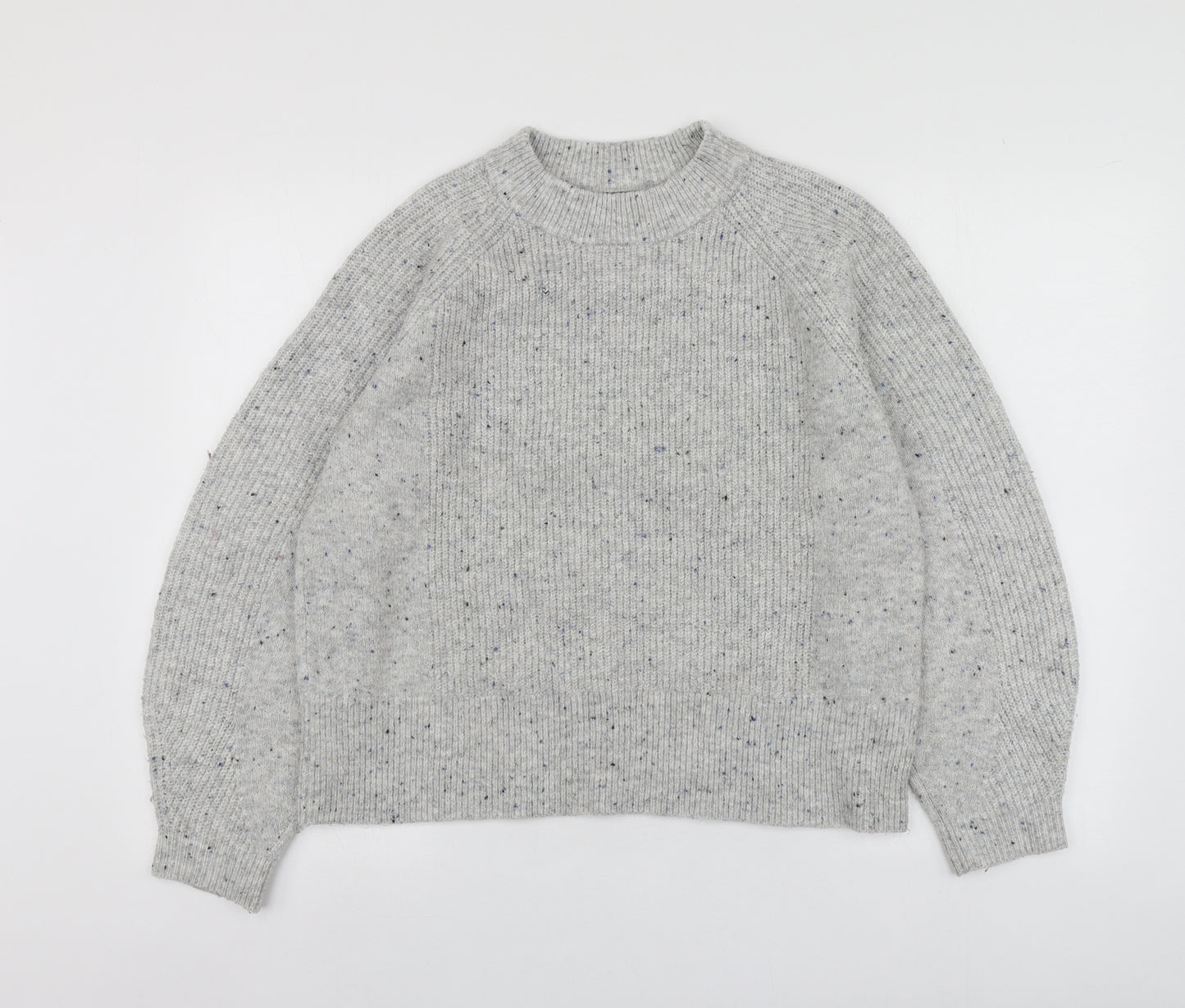 M7S Womens Grey Round Neck  Acrylic Pullover Jumper Size M