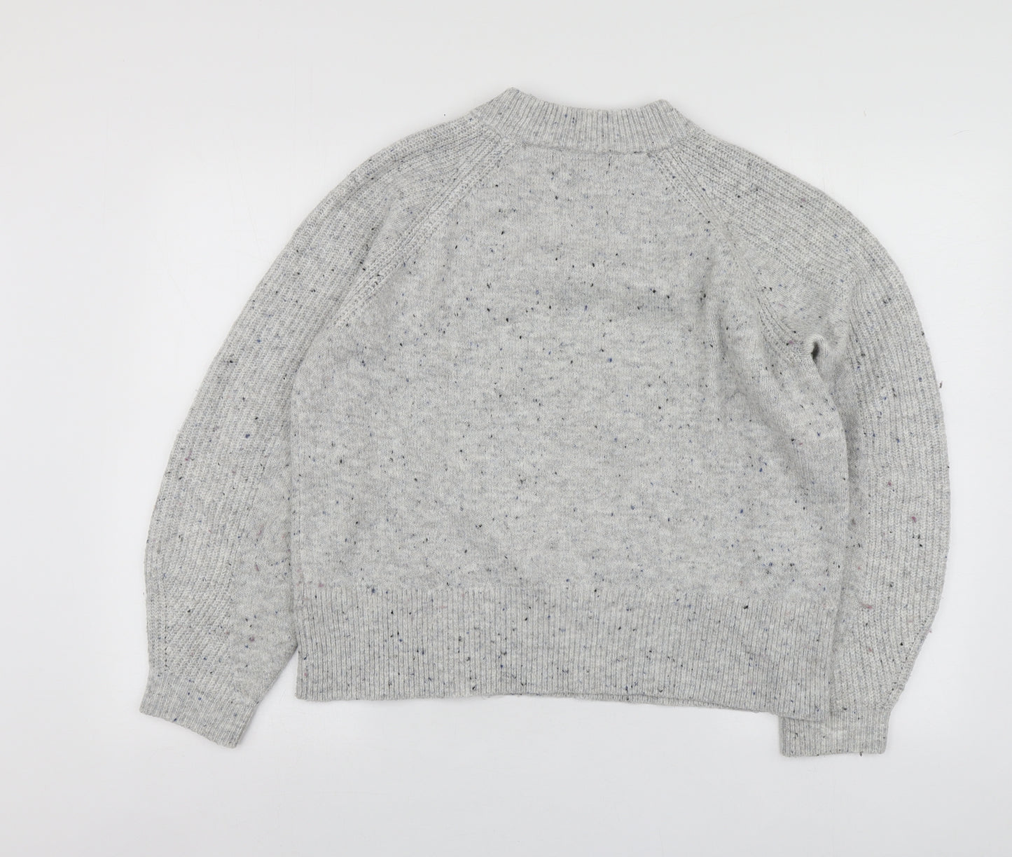 M7S Womens Grey Round Neck  Acrylic Pullover Jumper Size M