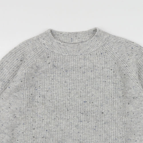 M7S Womens Grey Round Neck  Acrylic Pullover Jumper Size M