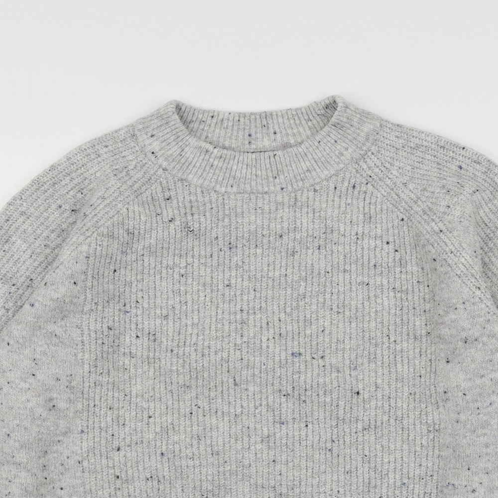 M7S Womens Grey Round Neck  Acrylic Pullover Jumper Size M