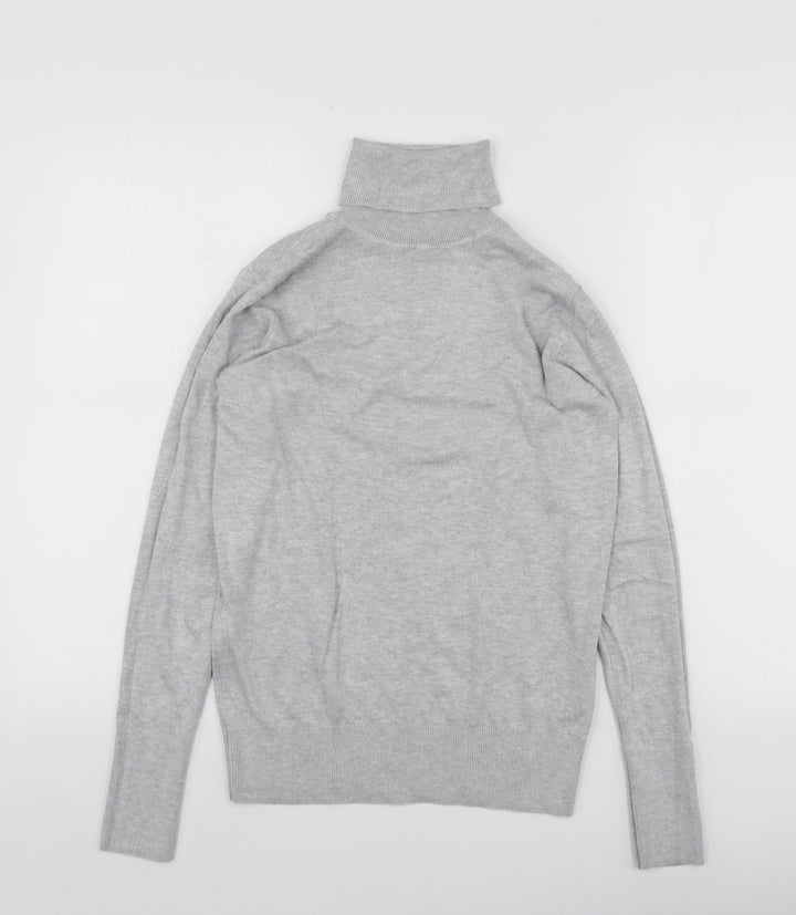 Dunnes Stores Womens Grey Roll Neck  Viscose Pullover Jumper Size 40
