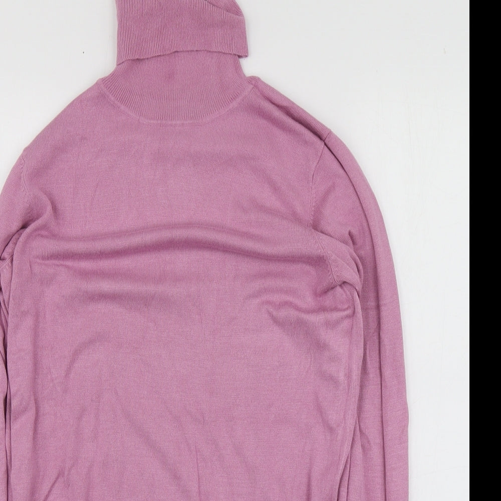 Dunnes Stores Womens Pink Roll Neck  Viscose Pullover Jumper Size 40
