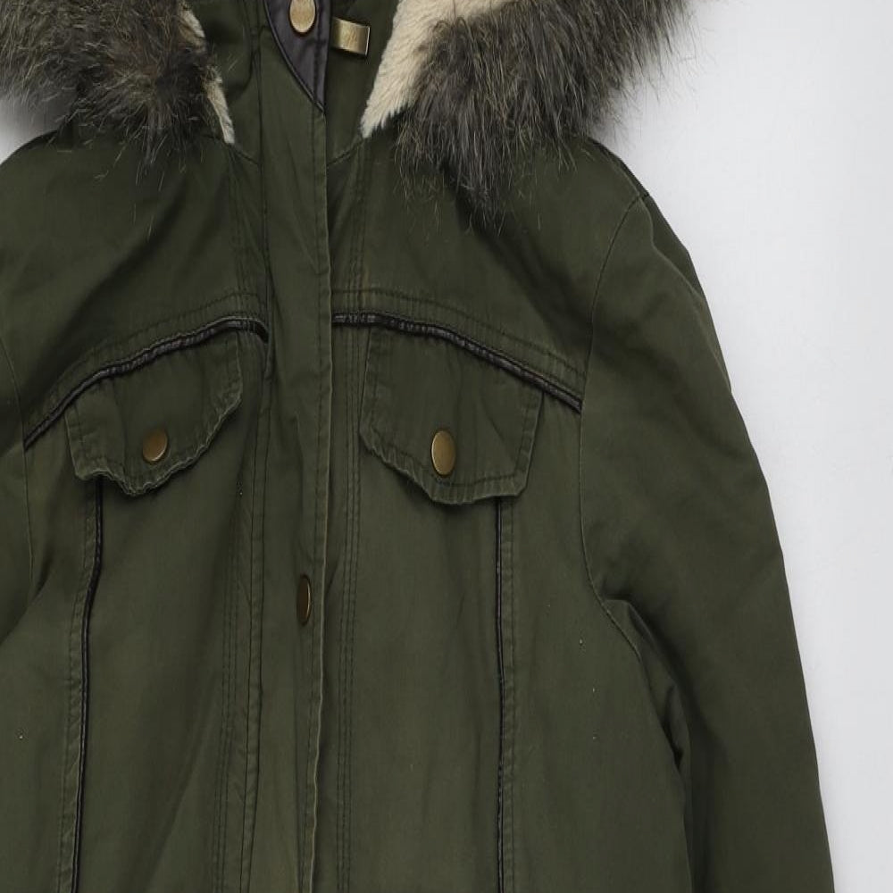 Brave Soul Womens Green   Parka Jacket Size 14