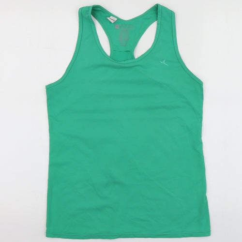 DOMYOS Womens Green  Polyester Basic T-Shirt Size 12 Round Neck