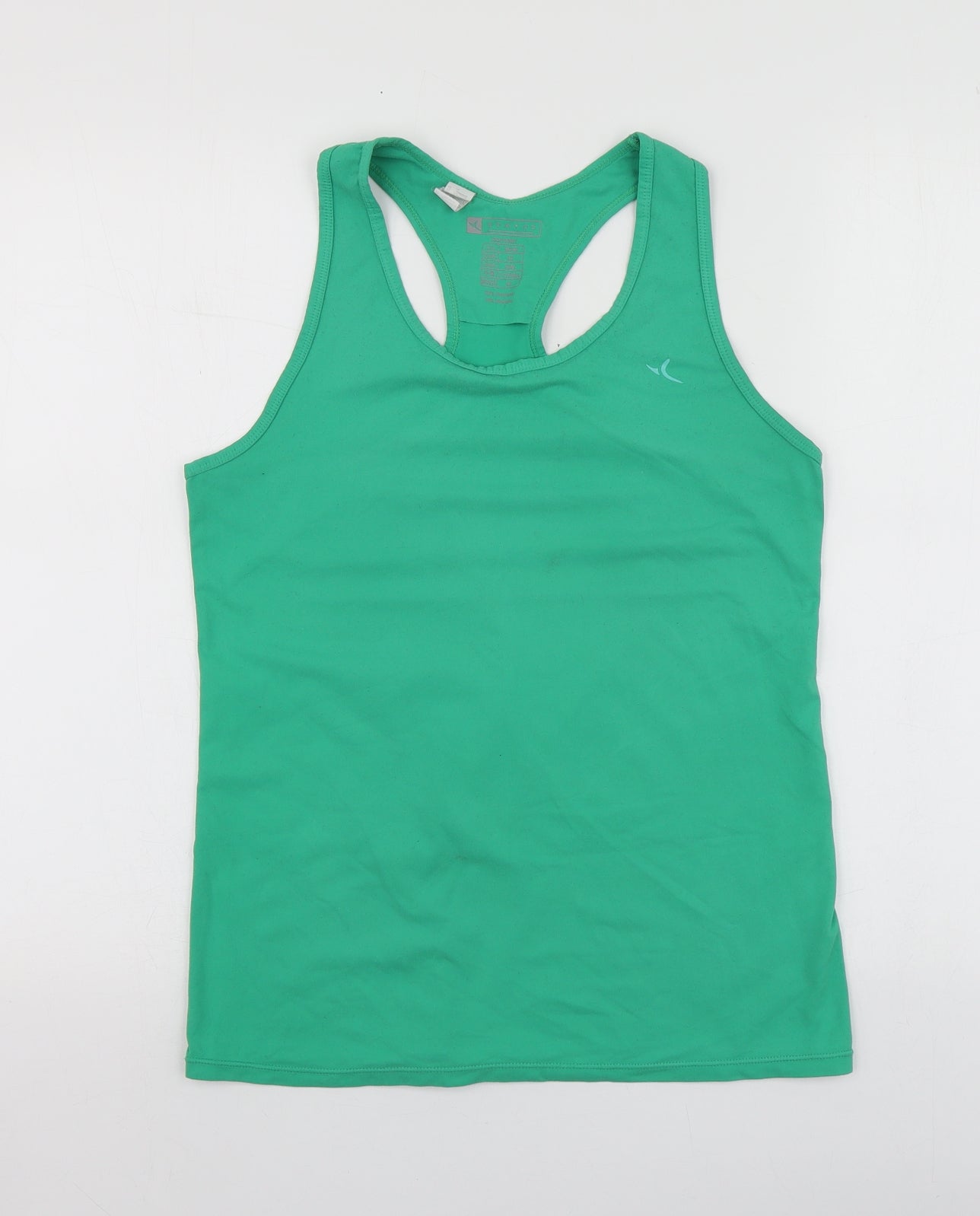 DOMYOS Womens Green  Polyester Basic T-Shirt Size 12 Round Neck