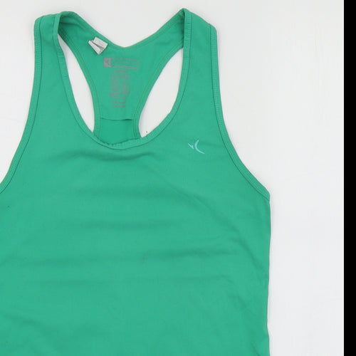 DOMYOS Womens Green  Polyester Basic T-Shirt Size 12 Round Neck