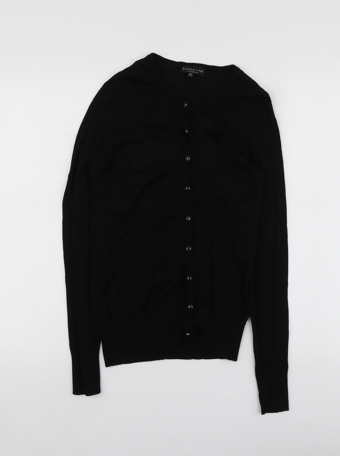 F&F Womens Black V-Neck  Viscose Cardigan Jumper Size 6
