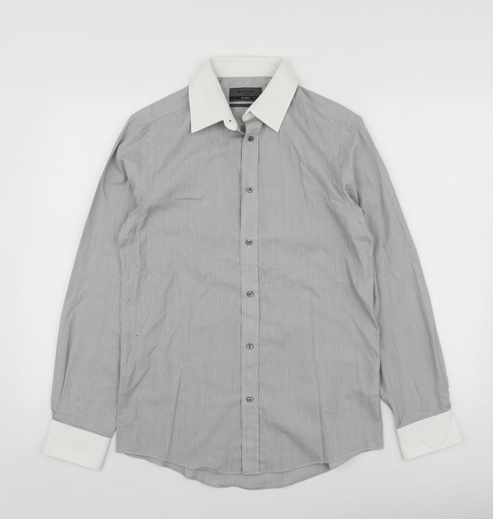 Burton Mens Grey  Cotton  Button-Up Size S Collared