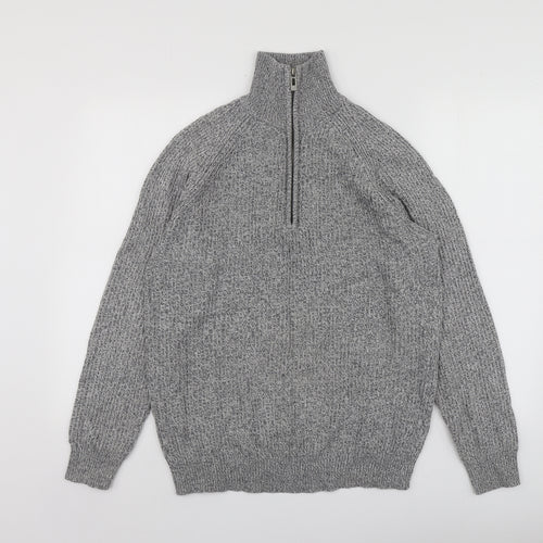 Pepeco Mens Grey High Neck  Cotton Pullover Jumper Size M