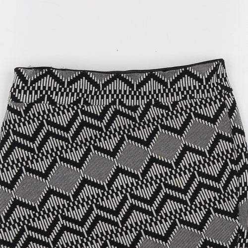 Stradivarius Womens Black Geometric Polyester Mini Skirt Size S