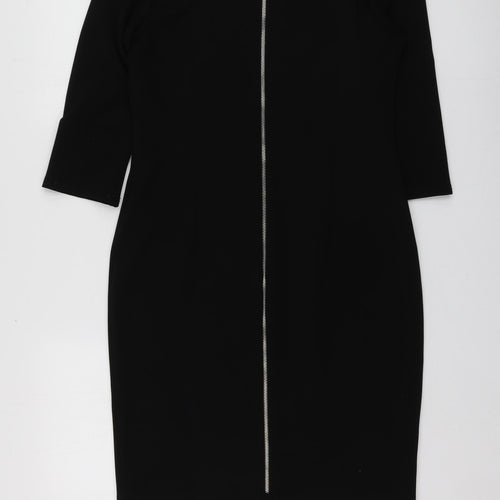 Luiza Womens Black  Polyester A-Line  Size 40  Round Neck