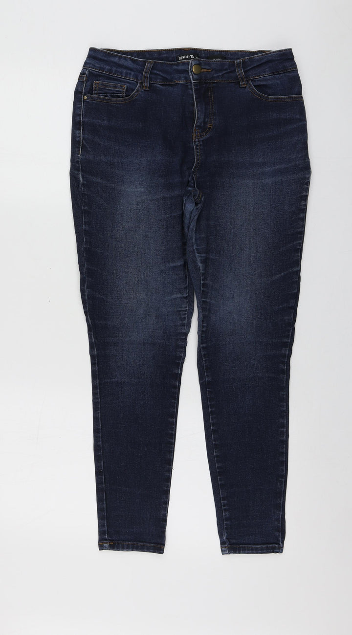 TU Womens Blue Cotton Skinny Jeans Size 10 L25 in Regular
