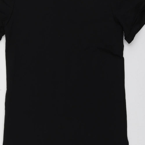 Bershka Womens Black  Polyester Basic T-Shirt Size S Round Neck