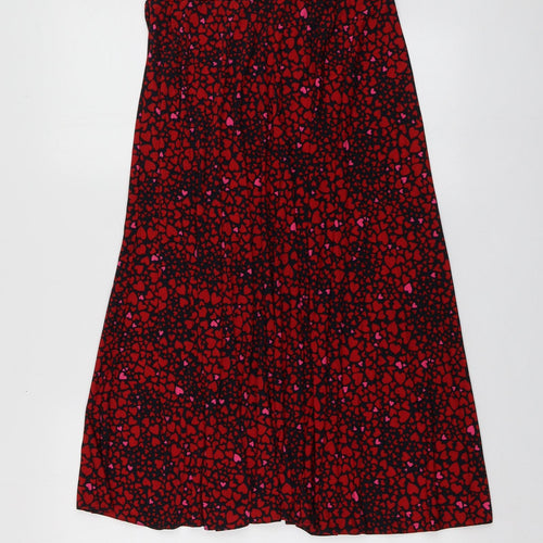 Oasis Womens Red Geometric Polyester Trumpet Skirt Size M
