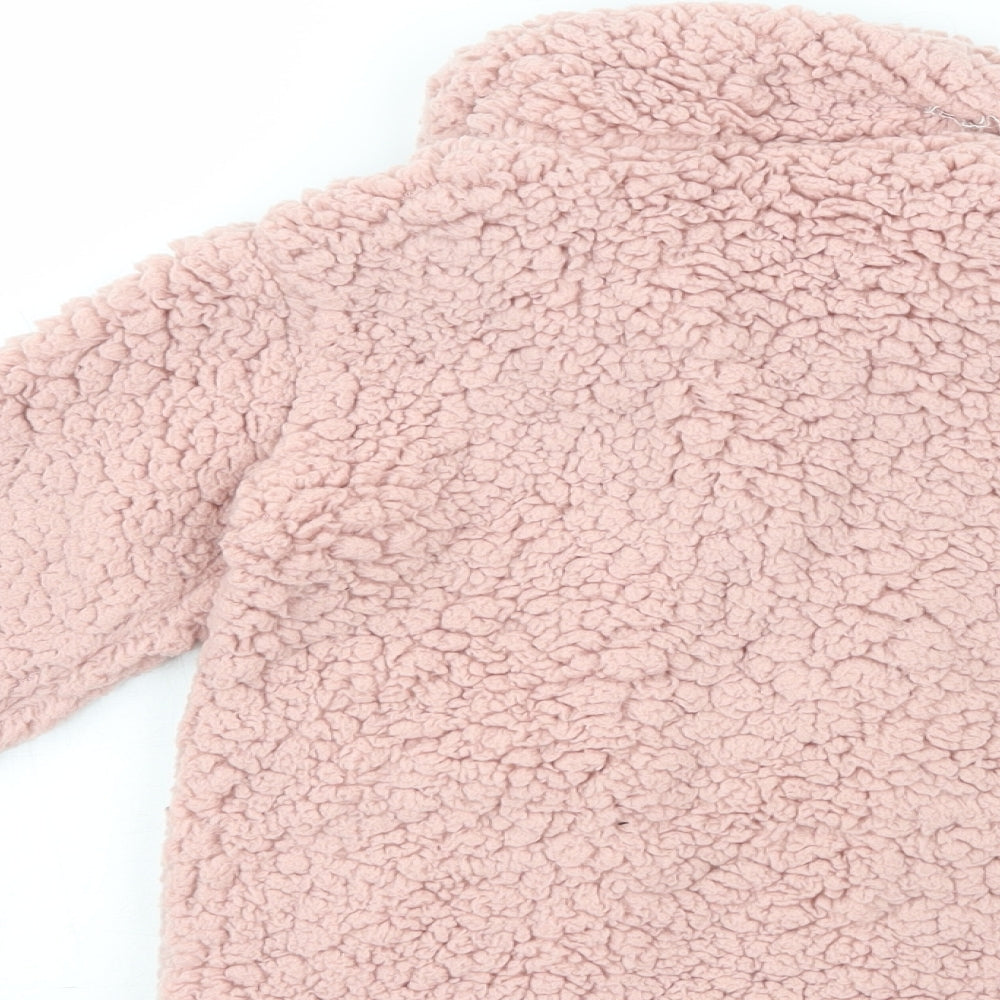 H&M Girls Pink Collared  100% Cotton Full Zip Jumper Size 2-3 Years