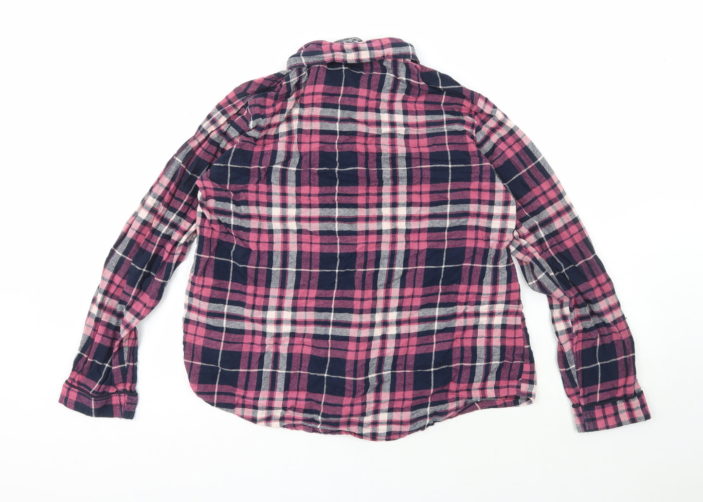 Love to Lounge Womens Pink Plaid 100% Cotton Basic Blouse Size L Collared