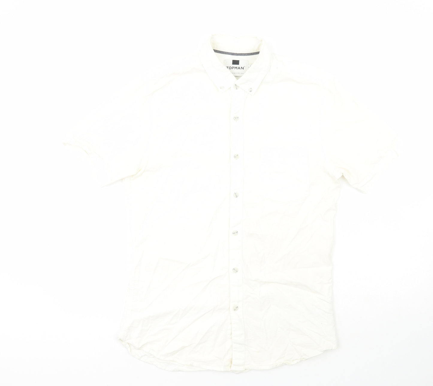 Topshop Mens White  Cotton  Button-Up Size M Collared