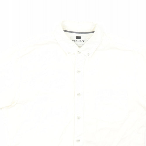 Topshop Mens White  Cotton  Button-Up Size M Collared