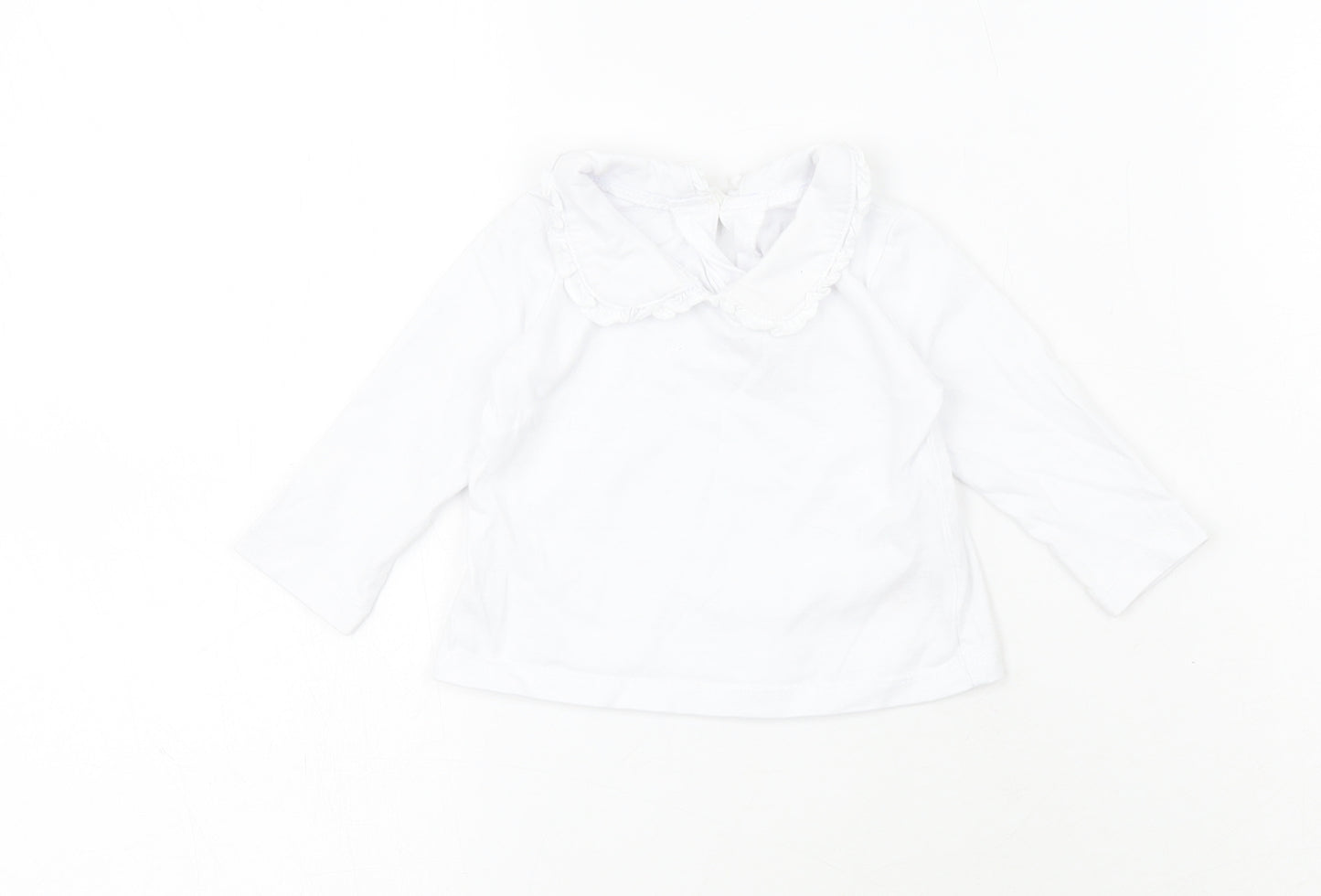 Dunnes Girls White  100% Cotton Pullover T-Shirt Size 0-3 Months Collared