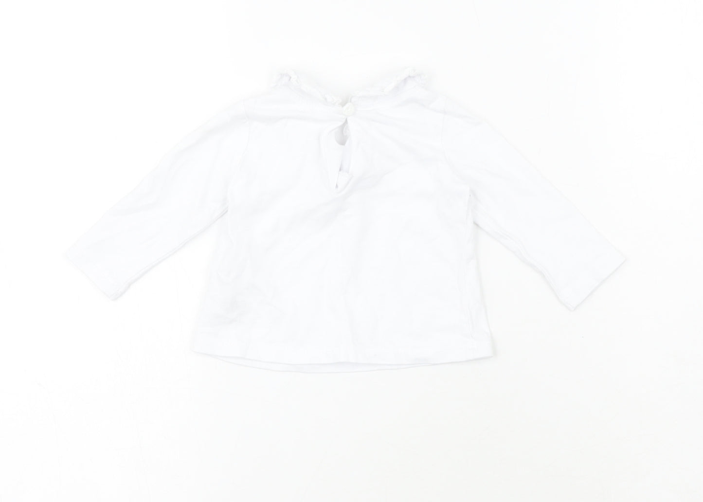 Dunnes Girls White  100% Cotton Pullover T-Shirt Size 0-3 Months Collared