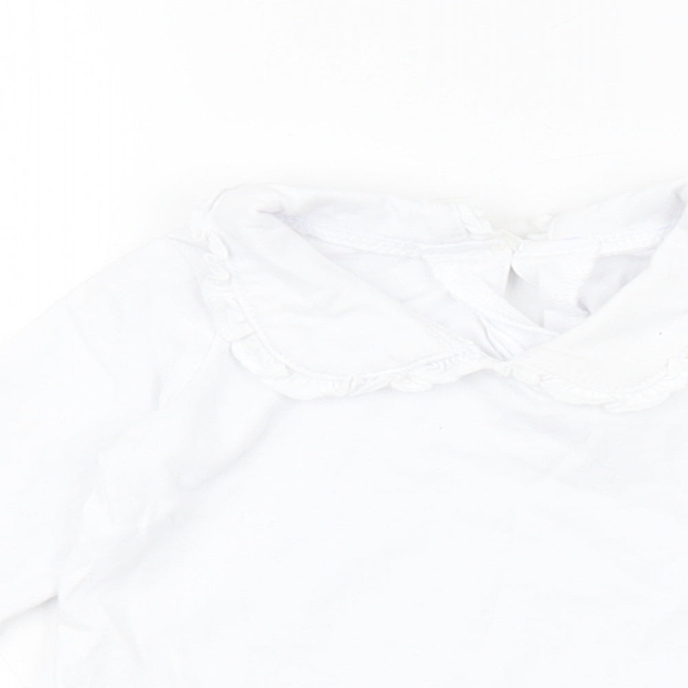 Dunnes Girls White  100% Cotton Pullover T-Shirt Size 0-3 Months Collared