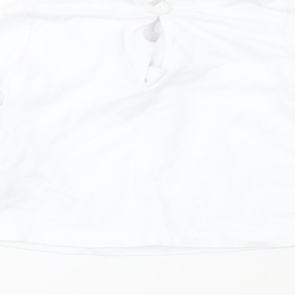 Dunnes Girls White  100% Cotton Pullover T-Shirt Size 0-3 Months Collared