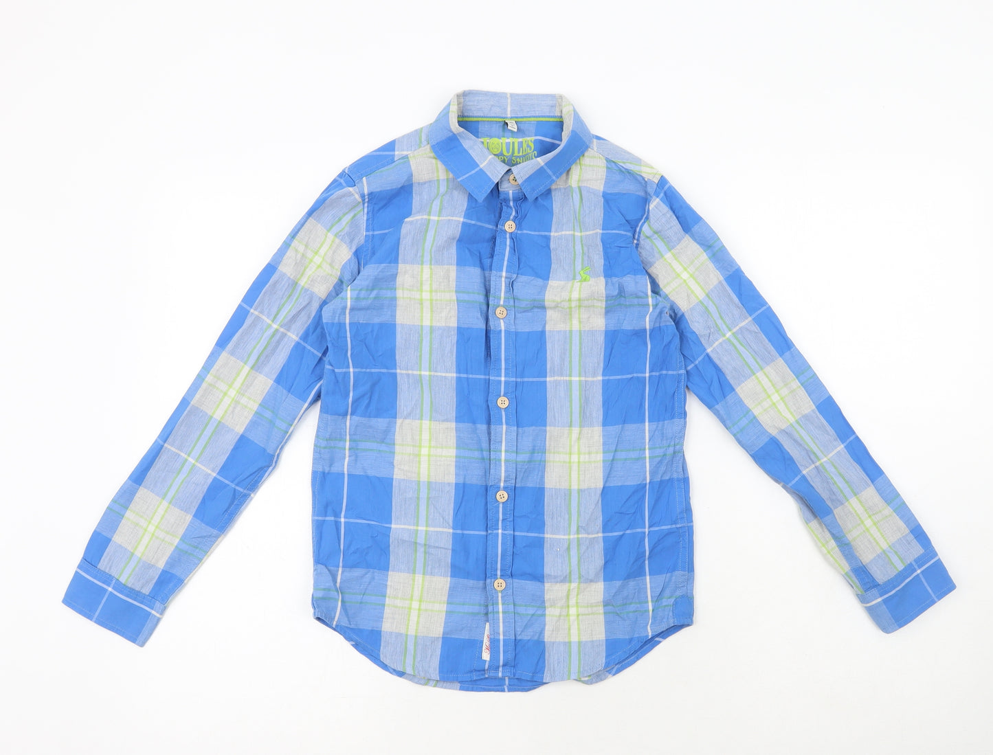 Joules Boys Multicoloured Plaid 100% Cotton Basic Button-Up Size 9-10 Years Boat Neck