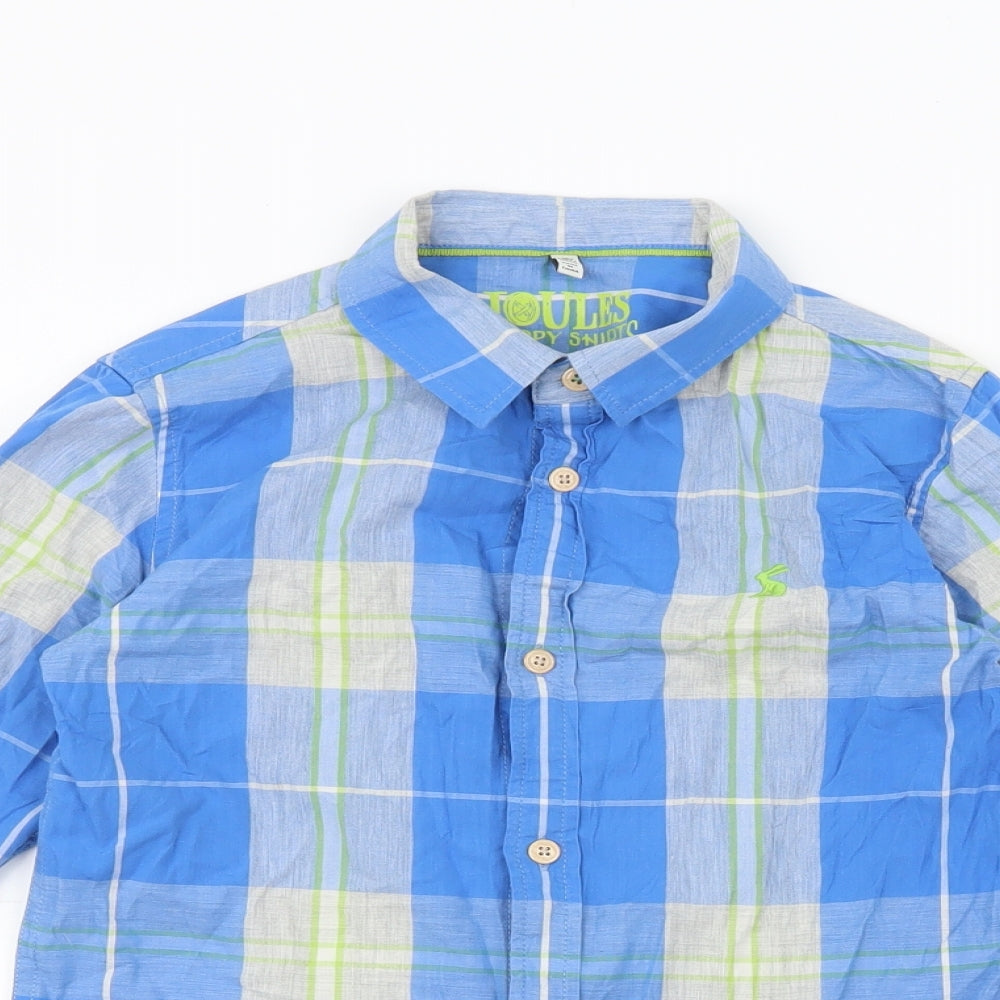 Joules Boys Multicoloured Plaid 100% Cotton Basic Button-Up Size 9-10 Years Boat Neck